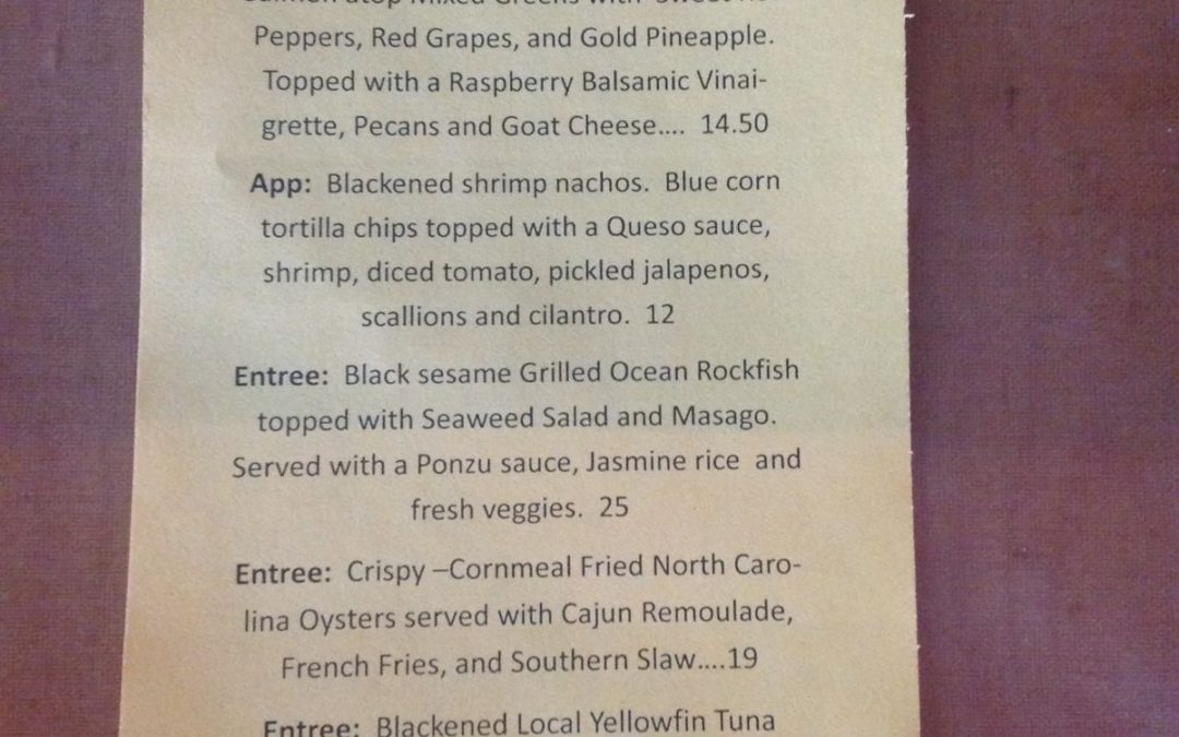 Dinner Specials 3/3/17