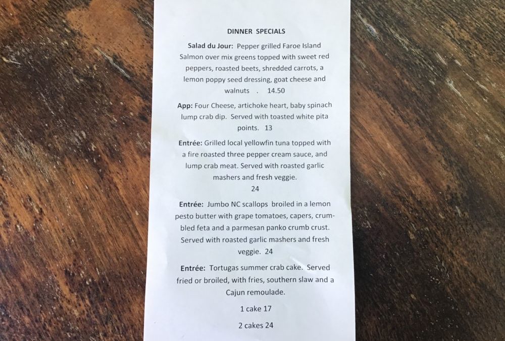 Dinner Specials 6/26/2020