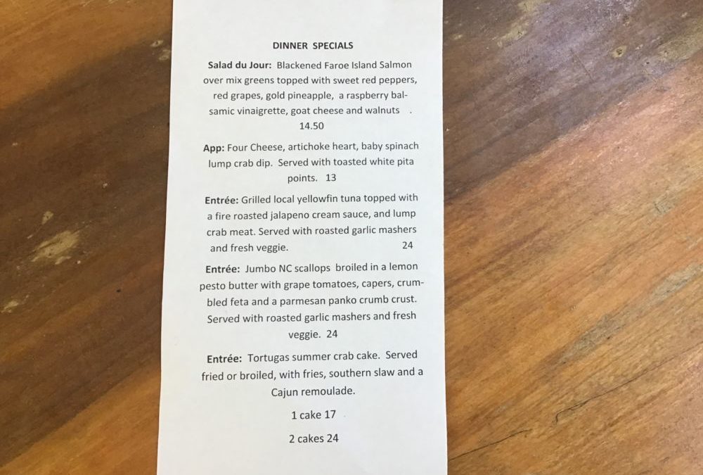 Dinner Specials 6/29/2020