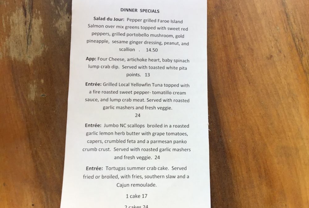 Dinner Specials 7/12/2020