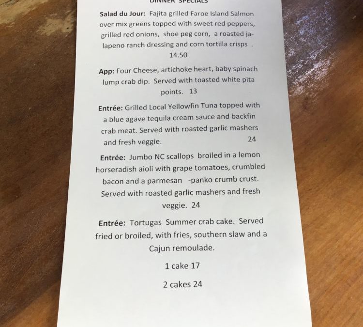 Dinner Specials 7/29/2020