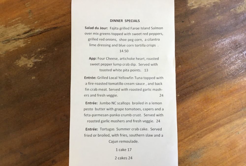 Dinner Specials 8/11/2020