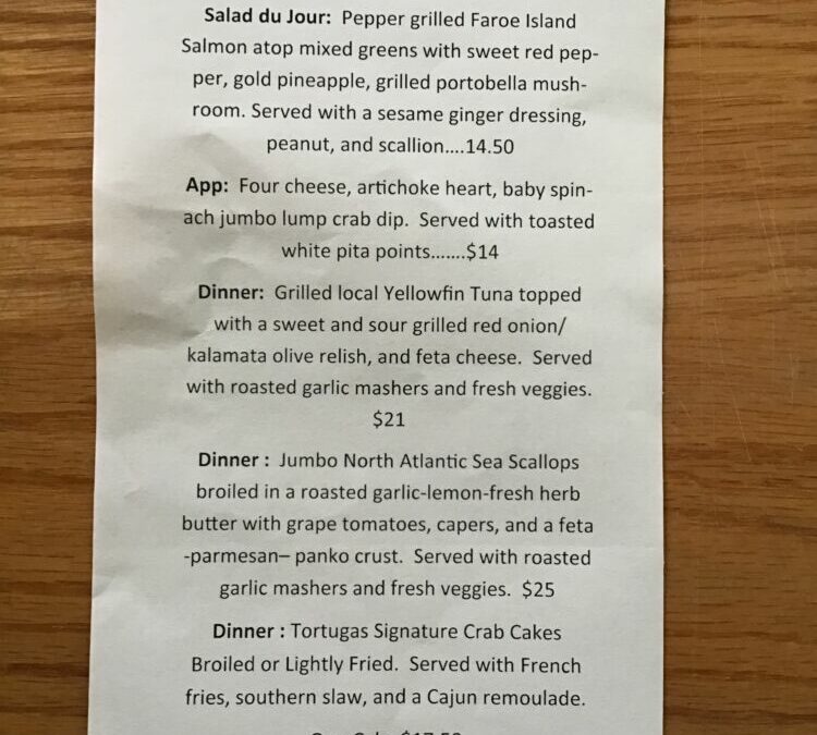 9/21 Dinner Specials