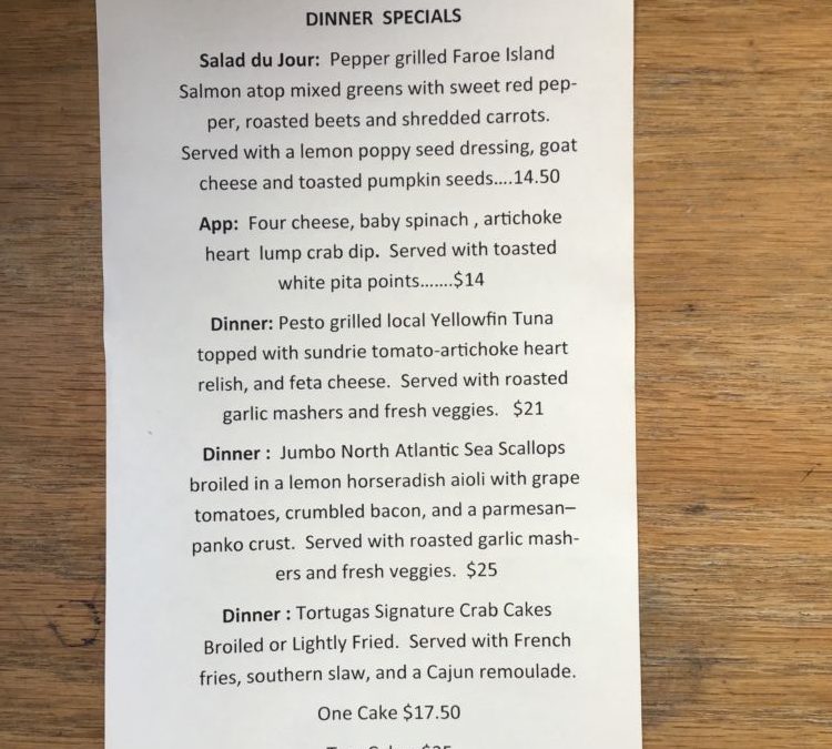 9/1 Dinner Specials