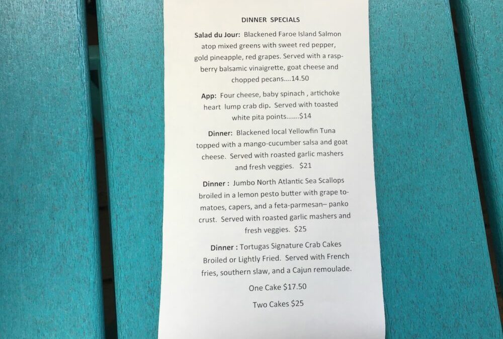 Dinner Specials 9/12/2020