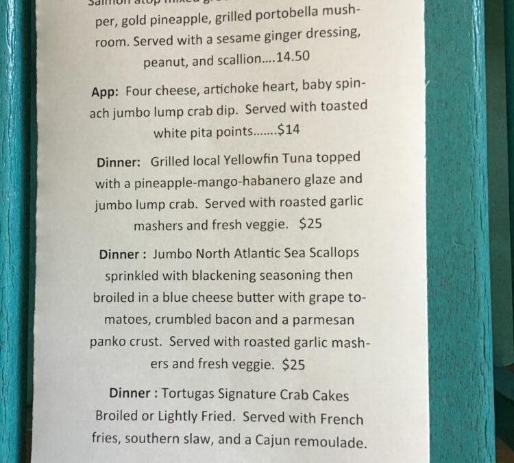 Dinner Specials 9/26/2020