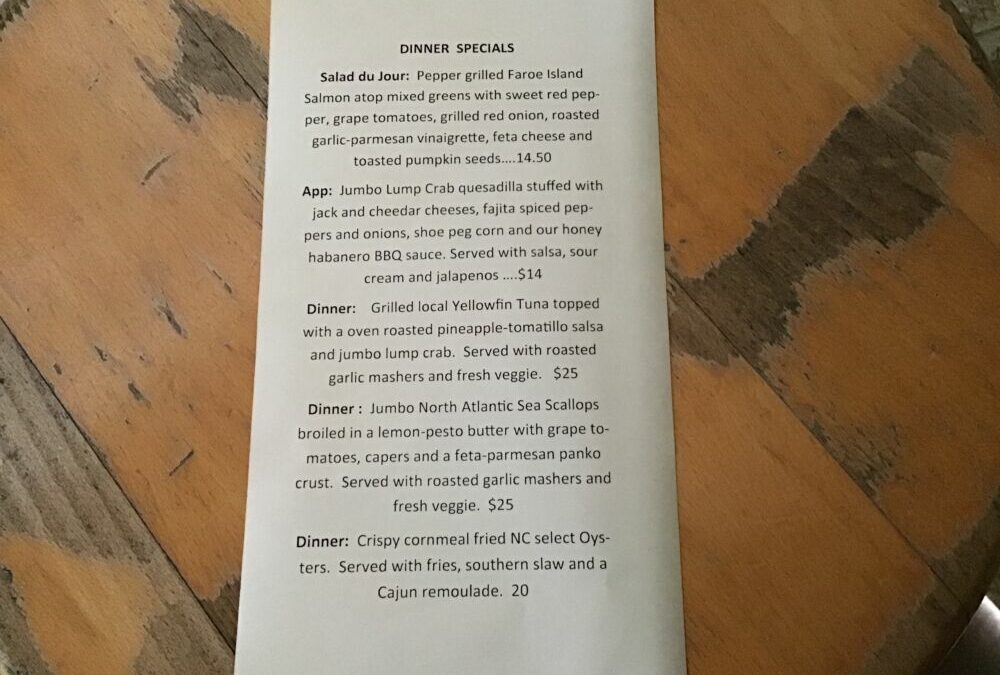Dinner Specials 10/17/20