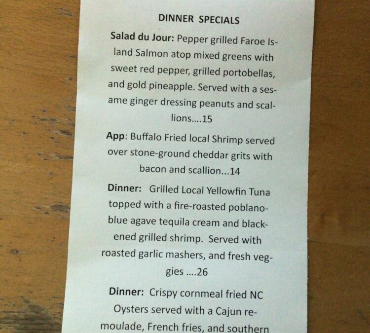 Tuesday Dinner Specials