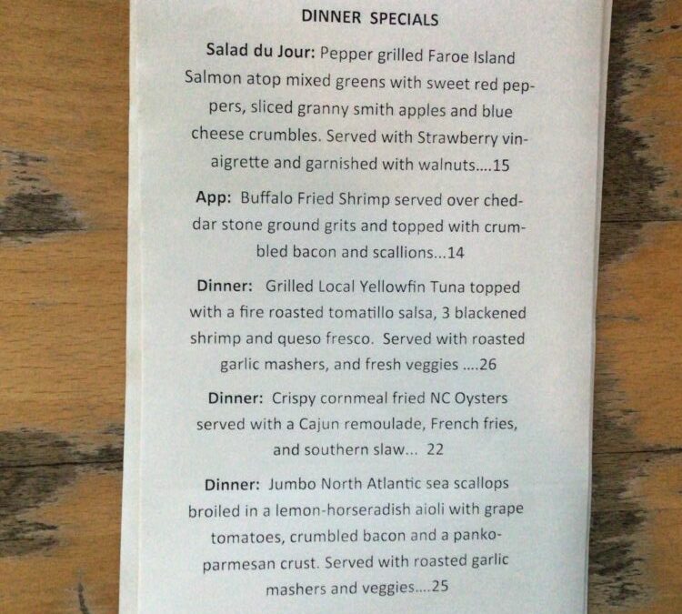 Monday Dinner Specials