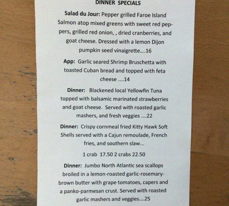 Saturday Dinner Specials