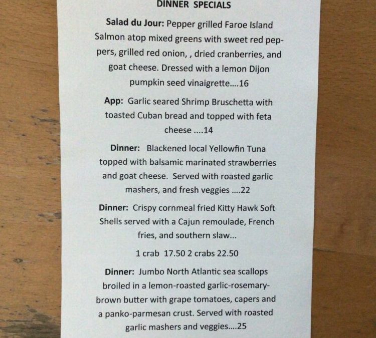 Saturday Dinner Specials