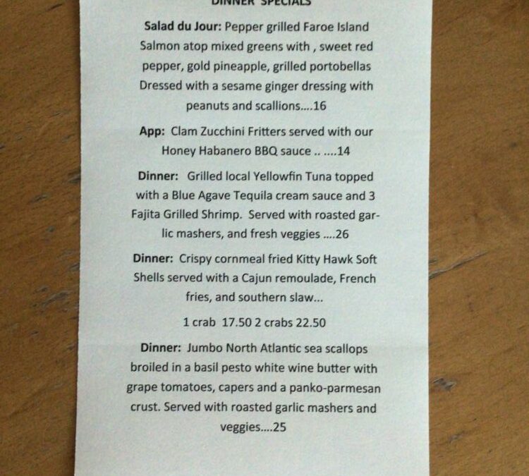 Wednesday Dinner Specials