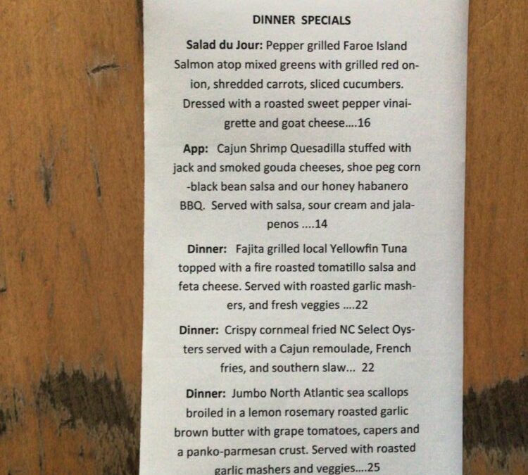 6/13 Dinner Specials