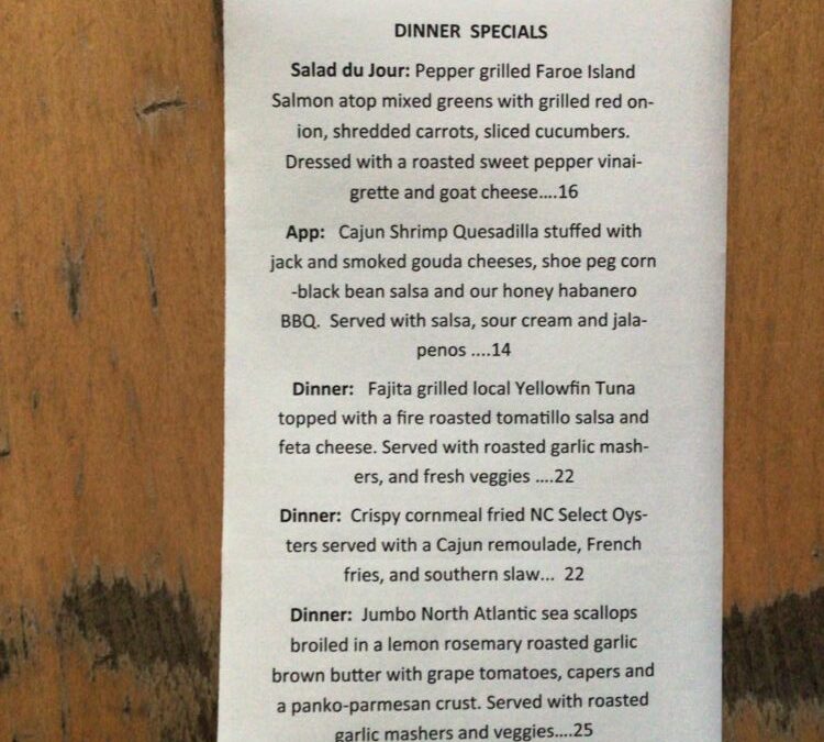 6/13 Dinner Specials