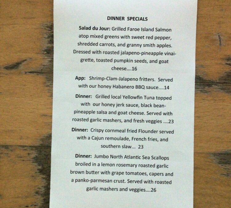 6/21 Dinner Specials