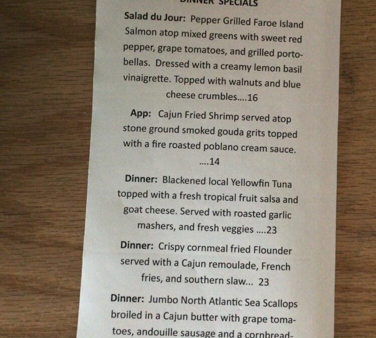 7/12 Dinner Specials