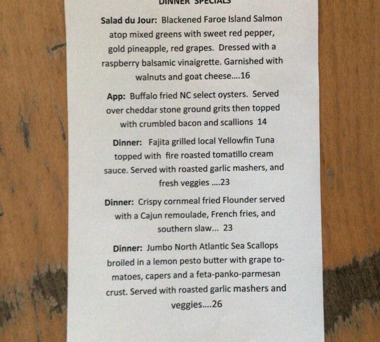 7/29 Dinner Specials