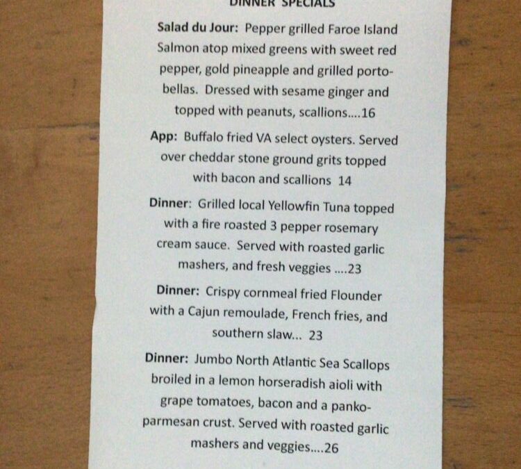 Dinner Specials 9/17