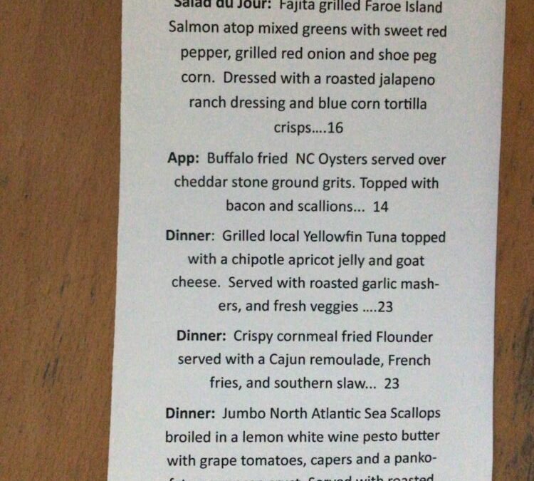 9/9 Dinner Specials