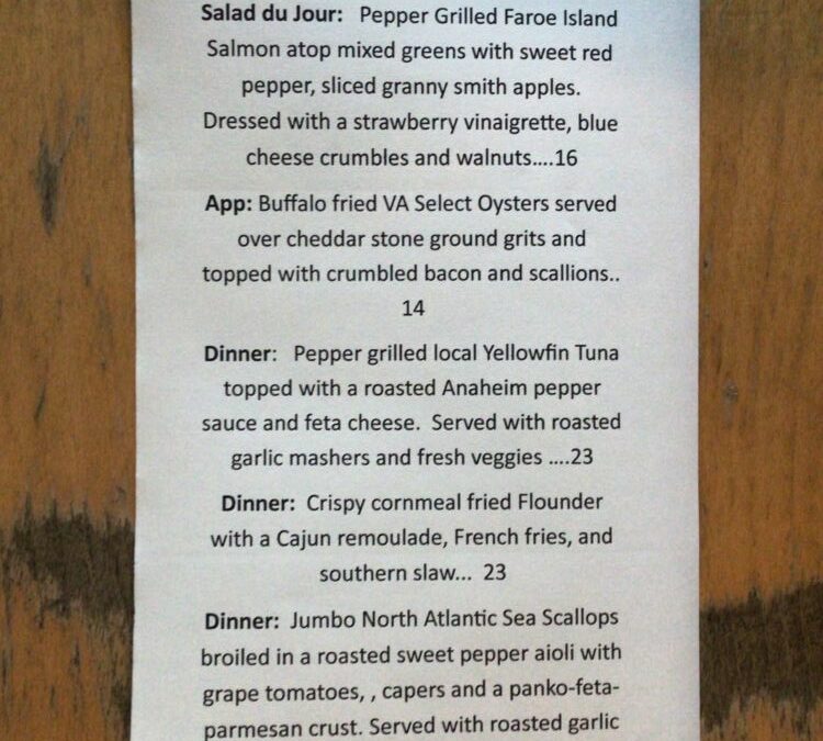 10/14 Dinner Specials