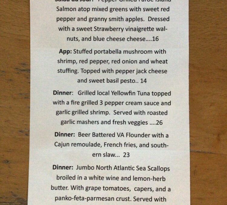 10/23 Dinner Specials