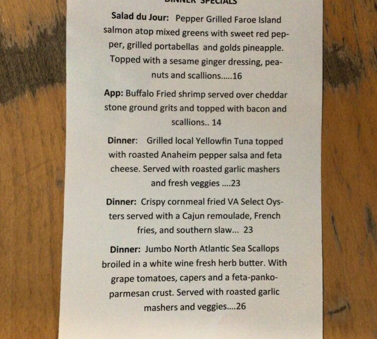 Dinner Specials 11/16