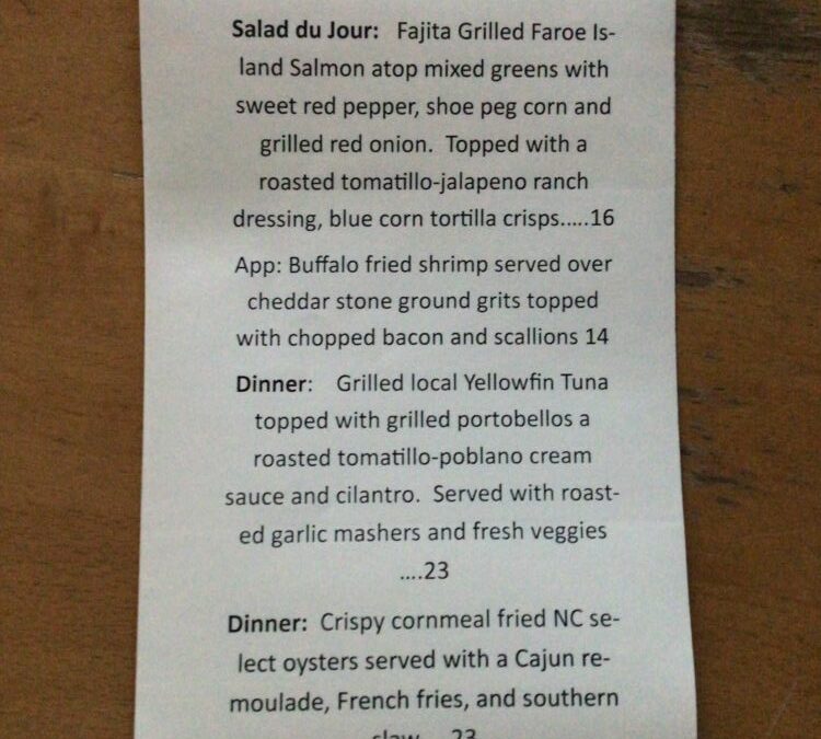 1/9 Dinner Specials