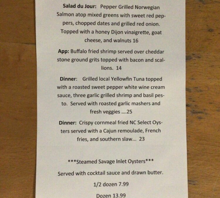 1/21 Dinner Specials