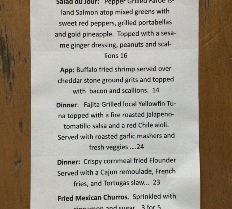 2/22 Dinner Specials