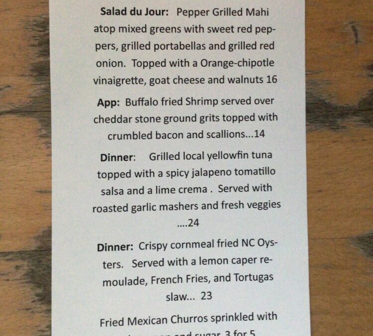 3/22 Dinner Specials