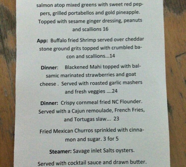 3/27 Dinner Specials