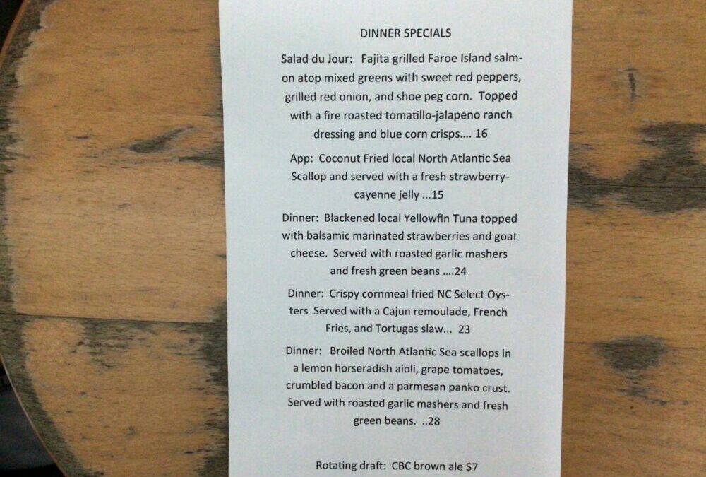 4/22 dinner specials